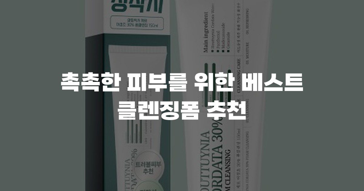 촉촉한 피부를 위한 베스트 클렌징폼 추천