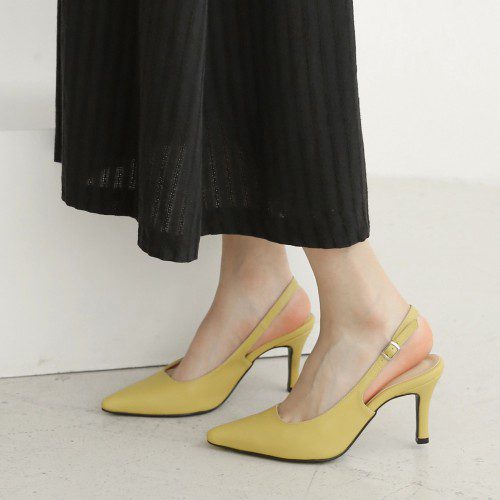 가죽 슬링백힐 발편한 스틸레토 슬링백구두