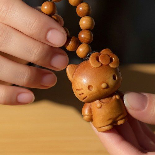 키티 인형 키링 우드 태닝키티 열쇠고리 염주 묵주 키홀더 백참 산리오 캐릭터