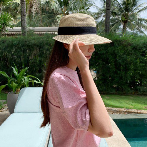 러블리 스트랩 라탄 여성 버킷햇 여자여름모자 우먼 벙거지 밀짚모자 바캉스 비치 챙넓은모자