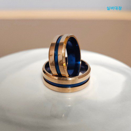 써지컬 스틸 핑크골드 레이어드 커플 링 레이어드 심플 남자 여자 반지