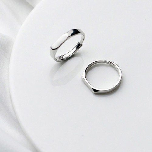 실버 925 데일리 레이어드 심플 컷팅 선물 우정 커플 링 남자 여자 오픈 은 반지 R020