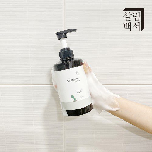 1+1 살림백서 오푼티아 바디워시 500ml 약산성 천연지수81% 향기좋은 베이비파우더 퍼퓸 바디샤워 대용량 남자 여자 남성