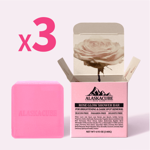 알래스카큐브 로즈글로우 퍼퓸 샤워바 안티멜라닌케어 비누 3개 세트