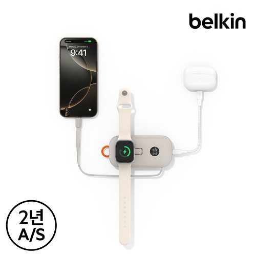벨킨 10000mAh 애플워치 겸용 휴대용 고속 무선 충전 보조배터리 BPD012