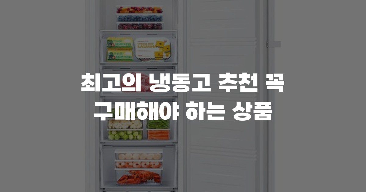 최고의 냉동고 추천 꼭 구매해야 하는 상품