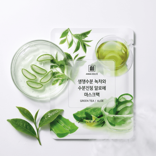 안나홀츠 천연 순면 에센스젤 마스크팩 1일1팩 수분 주름개선 녹차 알로에