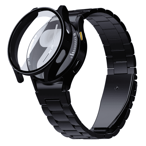 갤럭시워치6 메탈 스트랩 + 풀커버 케이스 SET 갤럭시워치6, 44mm, 실버
