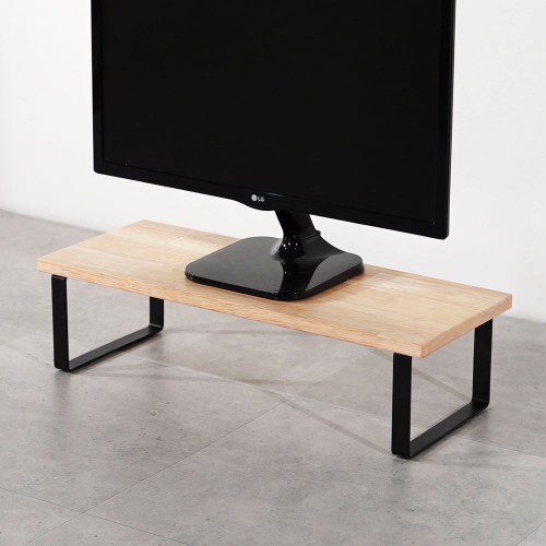 원목 듀얼 모니터 받침대 폭 300mm 높이16cm 600mm, 고무나무상판(블랙받침)