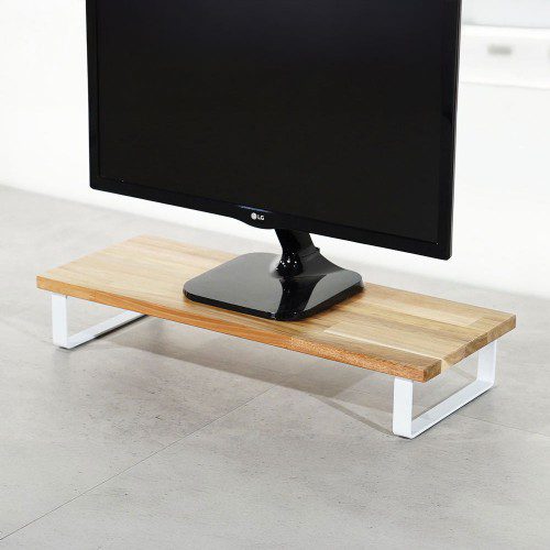 원목 듀얼 모니터 받침대 폭 300mm 높이10cm 600mm, 아카시아상판(화이트받침)