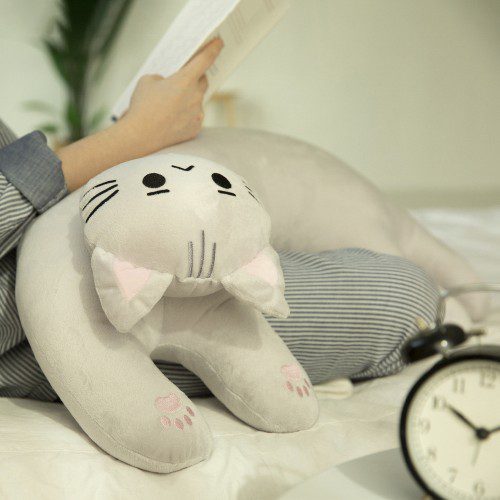 아르셰 안고자는 고양이바디필로우 인형 90cm 모찌스판 베개 업어가라냥 연그레이