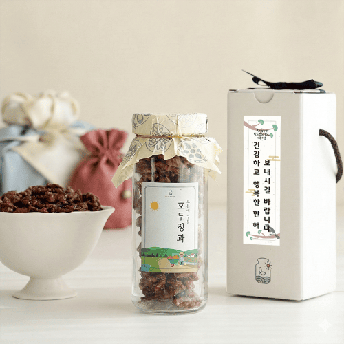 호두정과 답례품 호두강정 120g 유리병 결혼식 돌